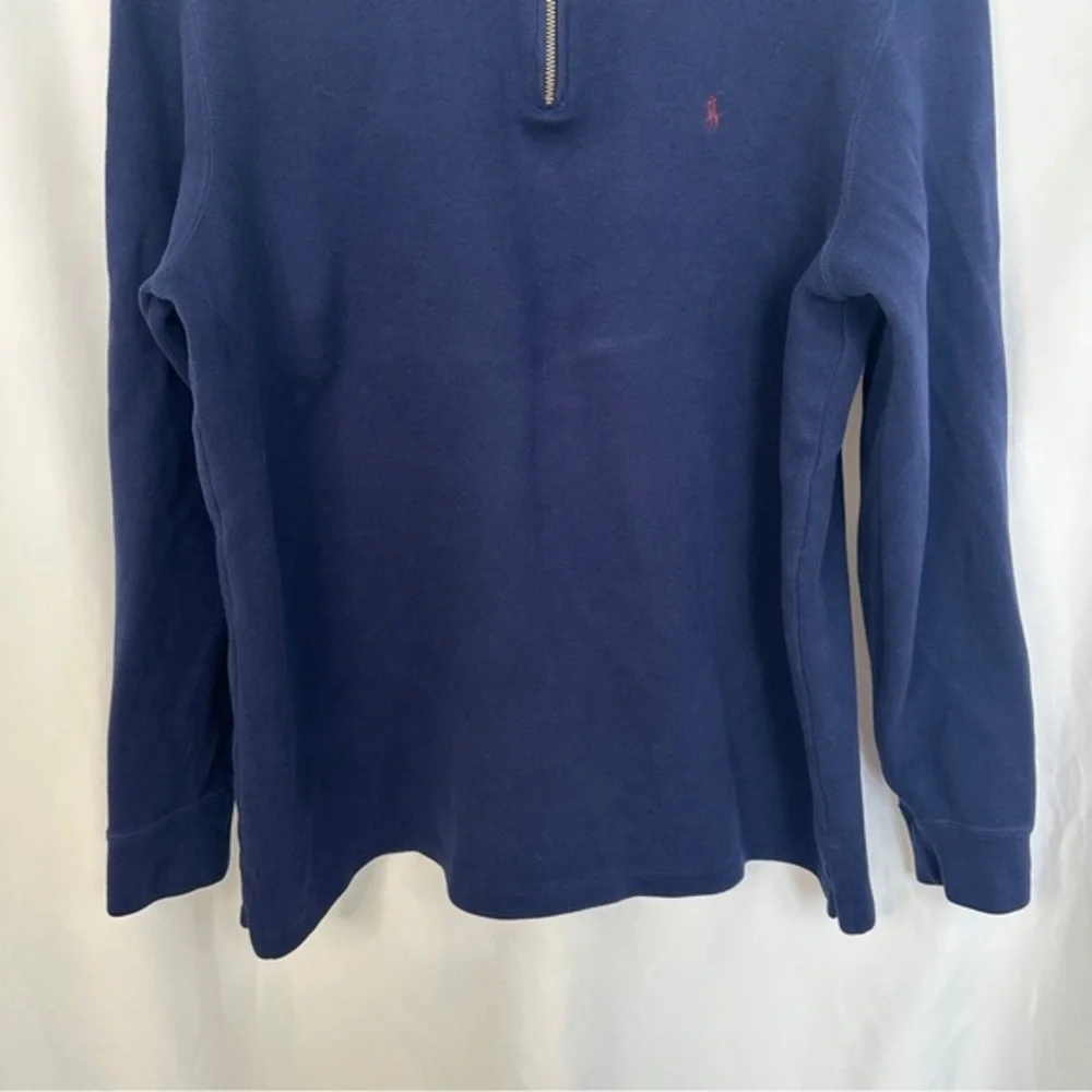 Polo Ralph Lauren Sweater‎ Mens XL Quarter Zip Pullover Blue Cotton Pony